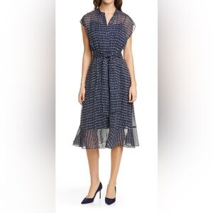 Club Monaco Dark Blue Patterned Midi dress
